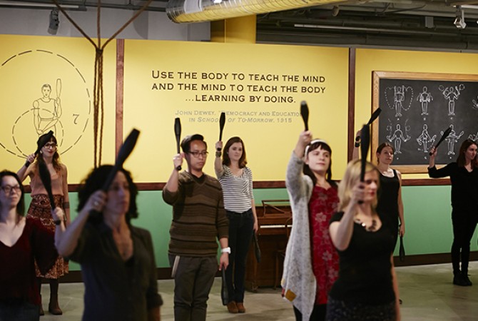 Pablo Helguera, <i>Addams-Dewey Gymnasium</i>, 2014, SAIC Sullivan Galleries. Photo: Tony Favarula